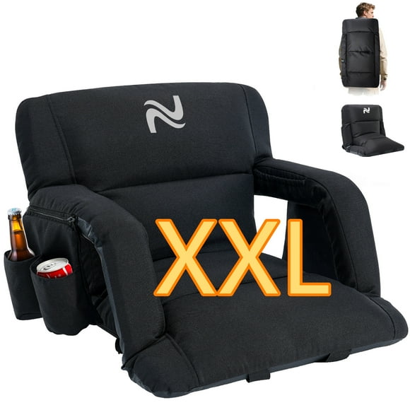 ABORON Stadium Seats for Bleachers with Back Support Extra Wide 25 Inch, Portable Thicker Padded Stadium Seat Bleacher Chair with 6 Reclining Positions, Armrests, Stadium Chairs for Sport Event