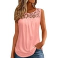 thumbnail image 2 of LADIGASU Women's Solid Lace Shirt Female Round Neck Loose T-shirt Blouse, 2 of 6
