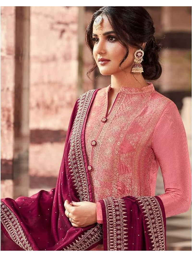 Ready to Wear Pakistani Designer Salwar Kameez Dresses Indian Plazzo  Dupatta Suits ( Pink, M - 40 ) - Walmart.com