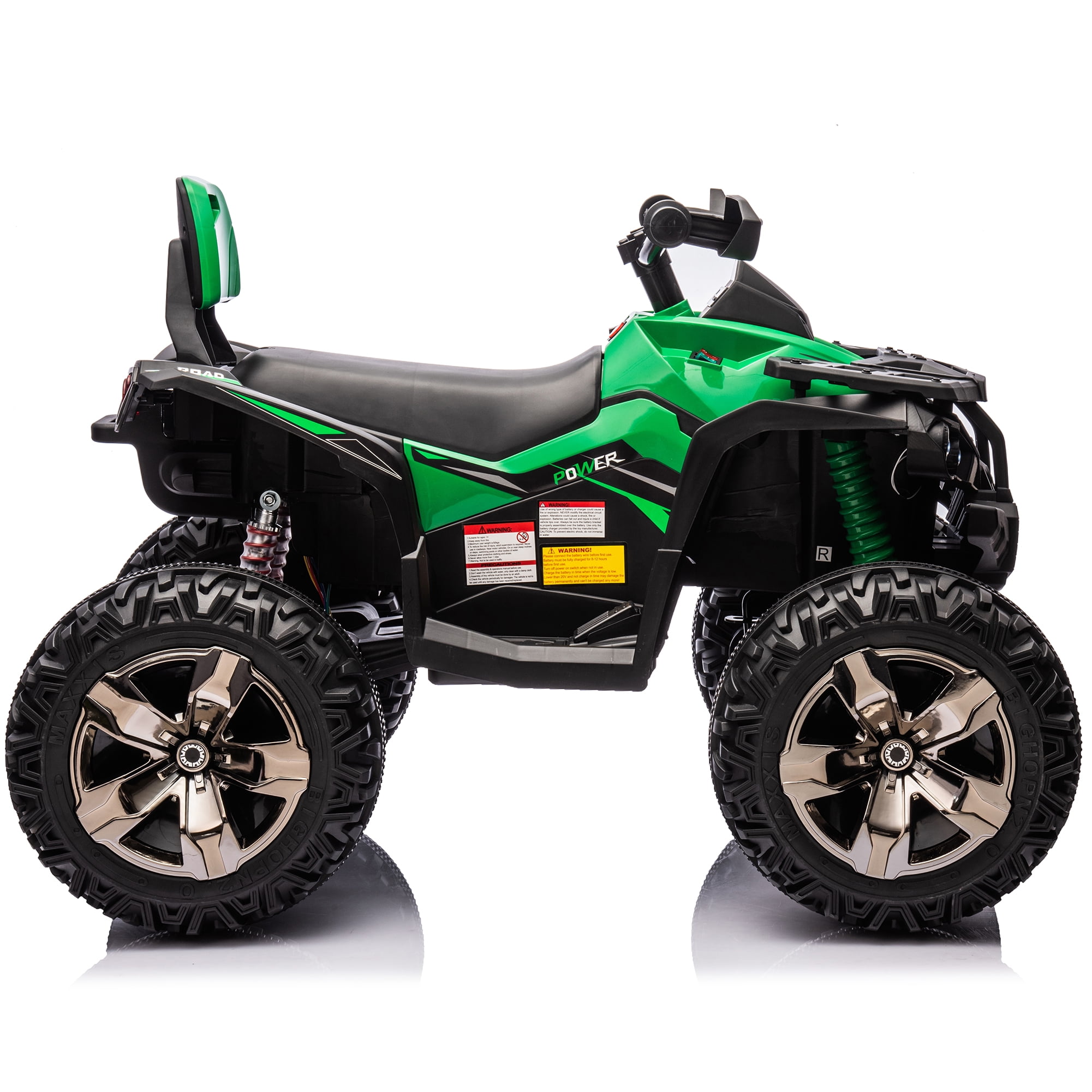 4WD 24 Volt Ride on Toys with Remote, Joyracer 4 Wheeler for Kids, Power ATV Wheels, Toy Gift with Bluetooth Music, Horn, LED for Big Kids, Green