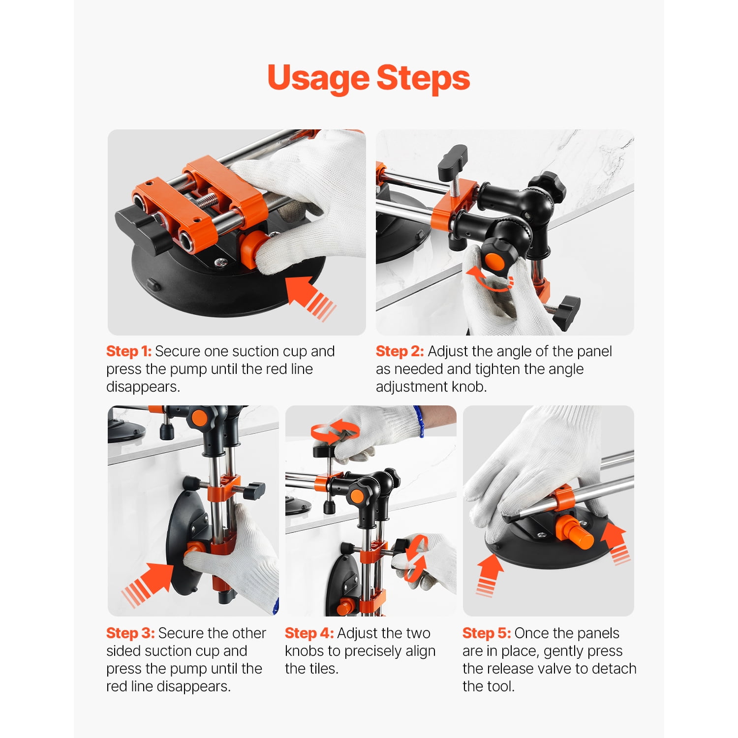 KFFKFF Uninterrupted Seam Setter, Dual Pack Stone Seam Setter with 6-inch Vacuum Grip, Seam Connector for Seam Merging & Balancing, 90°-120° Modifiable, Worktop Installation Instrument