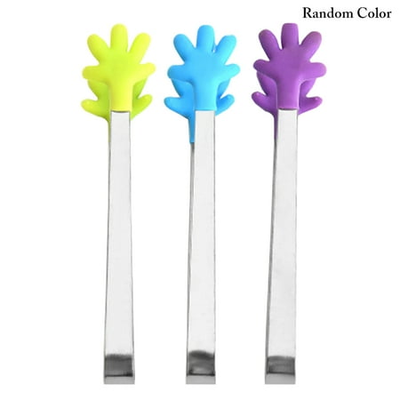 

Stainless Steel Kitchen Tongs Small Cute Non-slip Silicone Tip Tongs Ice Tongs