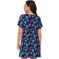 thumbnail image 2 of Bixox purple flower blue Skull Pattern Women's Nightgown, Soft & Breathable Sleepwear, Round Neck Knee-Length Pajama Dress,Loungewear for Home & Sleep, 2 of 7