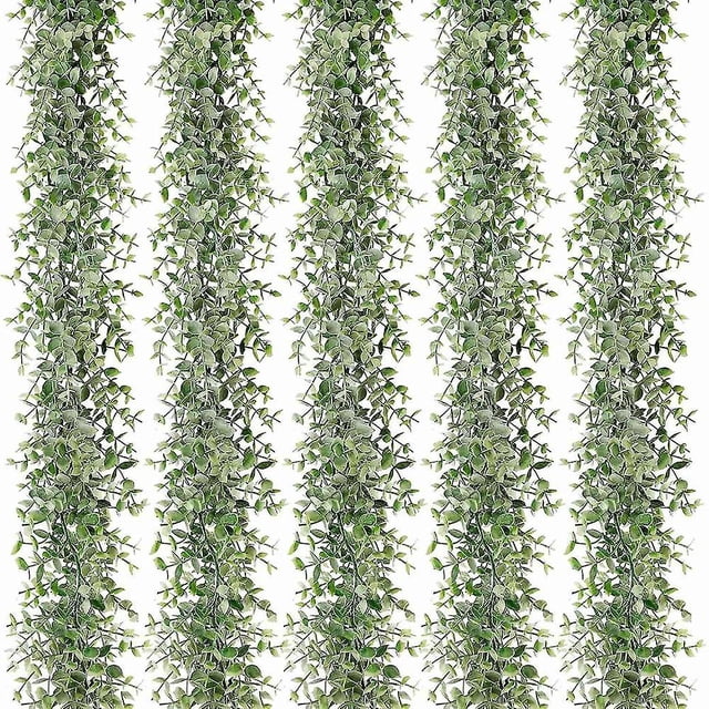 5 paquetes de guirnaldas de eucalipto artificial de 30 pies, enredaderas verdes, plantas colgantes falsas para mesa de boda, Ba UVw YEM