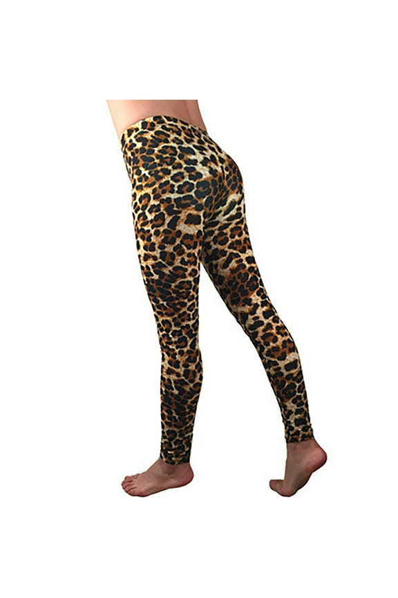 Womens Yoga Pants Summer Leopard Printed Ladies Buttery Soft High Waisted Slim Tight Pants Full-Length Leggings Tummy Control for Running Cycling Sports Trousers Yellow XXL