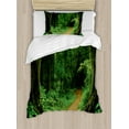 thumbnail image 1 of Jungle Duvet Cover Set Twin Size, Pathway in the Forest Thailand Freshness Calm Nature Park Meditation Hiking Hobby Picture, Decorative 2 Piece Bedding Set with 1 Pillow Sham, Green, by Ambesonne, 1 of 3