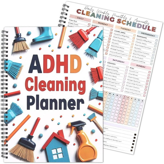 Adhd Cleaning Planner for Adults and Teens Adhd Cleaning and Organizing Planner Cleaning Schedule and Checklist Notebook List Daily Weekly Monthly for Home Chore Chart Adhd Daily Planner