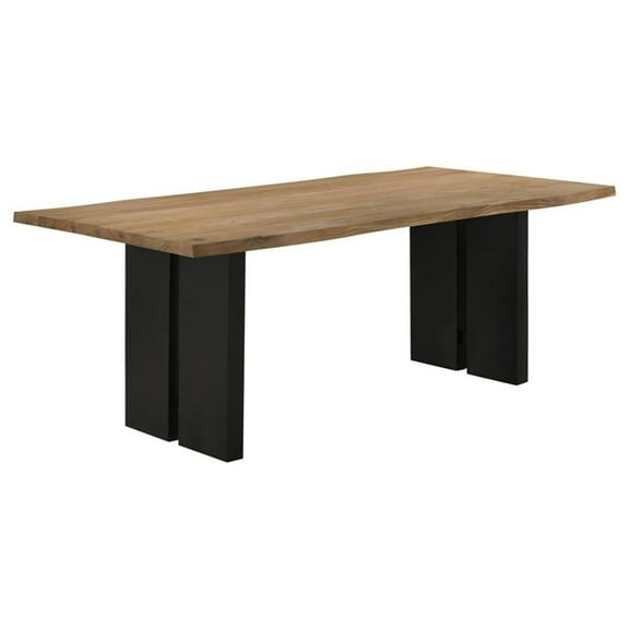 Maklaine Wood Live Edge Dining Table in Natural Acacia and Black