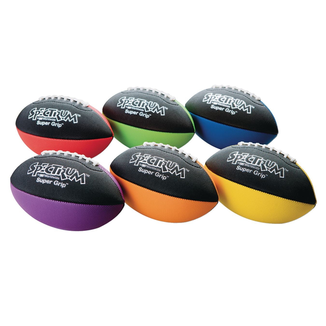 S&S Worldwide Super Grip Youth Football Set of 6. Colorful Set of Footballs Features a Tacky, Textured Foam Vinyl Surface. 8-1/2" Long Balls Are Easy for Kids 6 and Over to Grip!