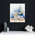 thumbnail image 4 of ONETECH  Blue Beach Ocean Theme Flower Picture Wall Art Modern Conch Coastal Seascape Floral in Vase Artwork for Bathroom Bedroom Home Decor Stretched and Framed Ready to Hang, 4 of 4
