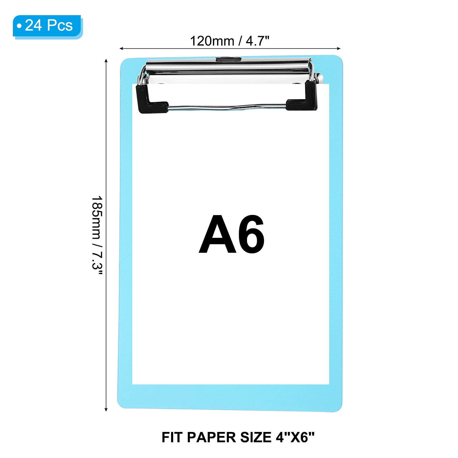Uxcell 4" x 9" Plastic Hanging Clipboard A5 Clipboard Low Profile Clip, Pink,24Pcs