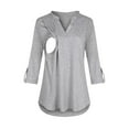 thumbnail image 2 of Women Maternity Long Sleeve Maternity Leggings Winter Striped Nursing Tops Blouse Fall Overalls for Breastfeeding, 2 of 2