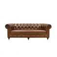 thumbnail image 2 of Pasargad Home Paris Club Top Grain Leather Cigar Finish Tufted Chesterfield Sofa, 88" W, Brown, 2 of 10
