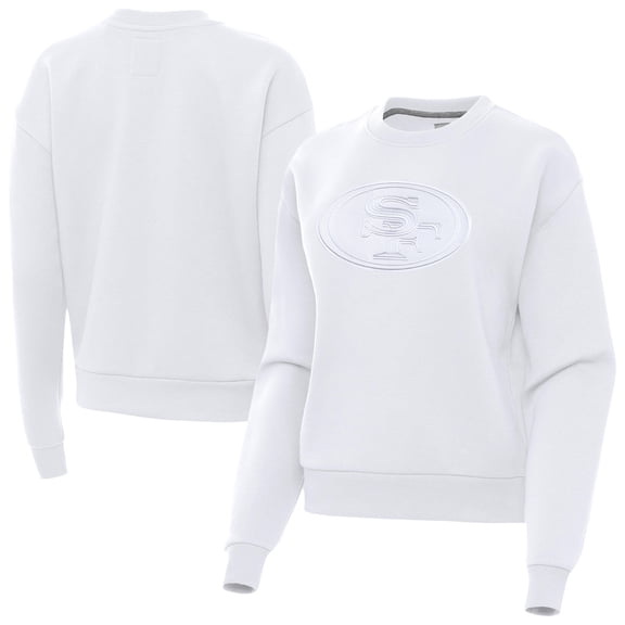 Women's Antigua White San Francisco 49ers Victory Pullover Sweatshirt