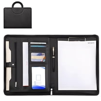 Executive Portfolio Organizer, A4 Faux Leather Zippered Padfolio with Handle, Multi-Pocket Business Document Folder for Conference & Professional Meetings