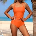 thumbnail image 4 of Hfnxid Tankini Swimsuit for Women Two Piece Padded Halter Swim Top with High Waisted Shorts Fashion Solid Bikini Swimsuit Soft Breathable Bottom Bathing Suits Orange XXL, 4 of 7