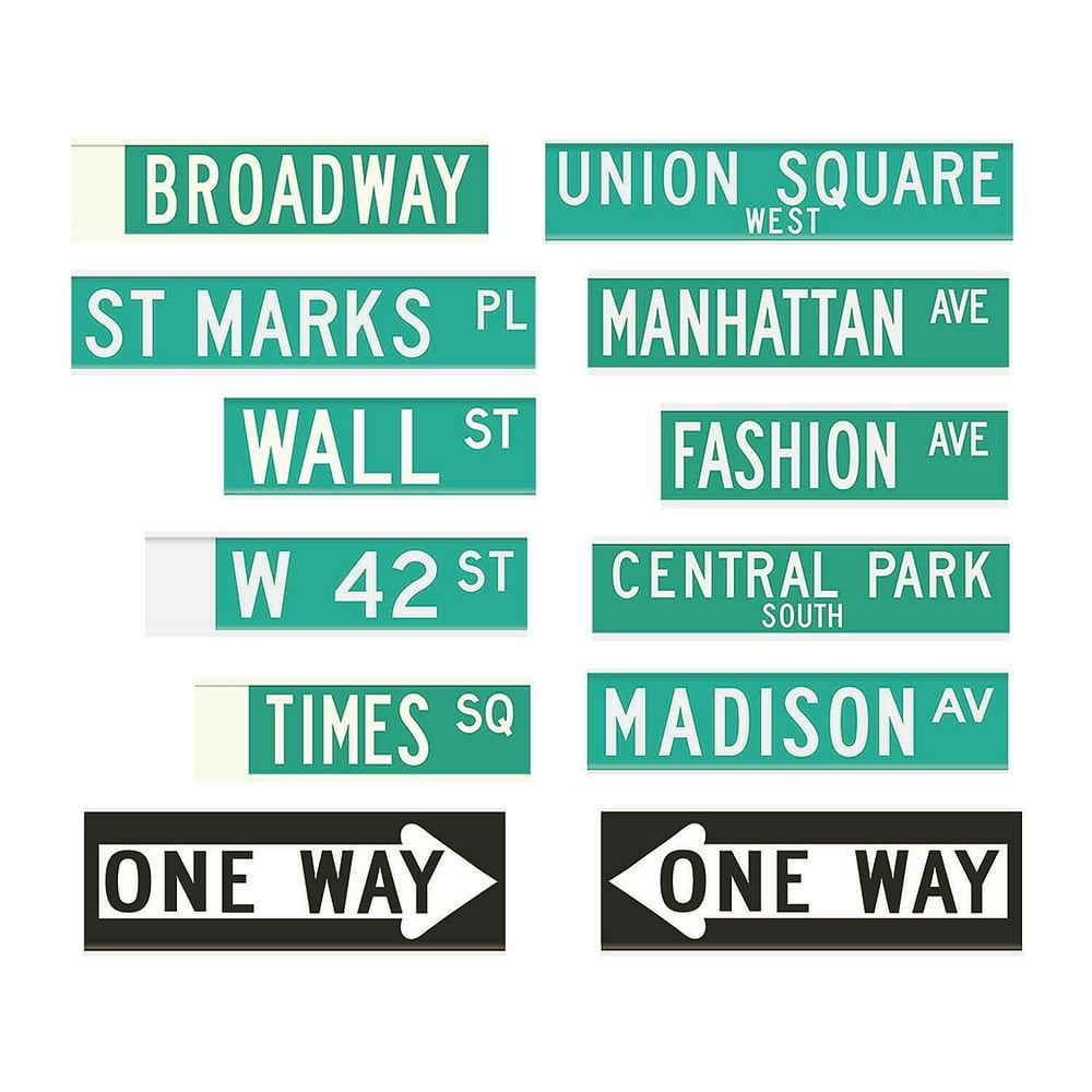 New York Streety Sign Cutout 12Pc Party Decor 12 Pieces Walmart