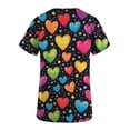 thumbnail image 4 of Busydd Plus Size Scrub Tops Women Fashion Graphic Print Valentines Day Nursing Scrub Top Casual Oversized Short Sleeve V Neck Women Scrubs with Pockets, 4 of 5