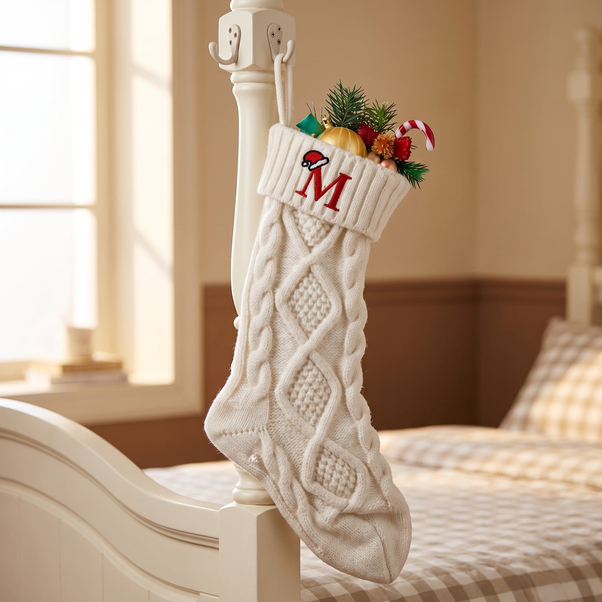 Unique Bargains Canine Bone Christmas Stocking Luxury Puppy Holiday Keepsake Sack Letter M 17"