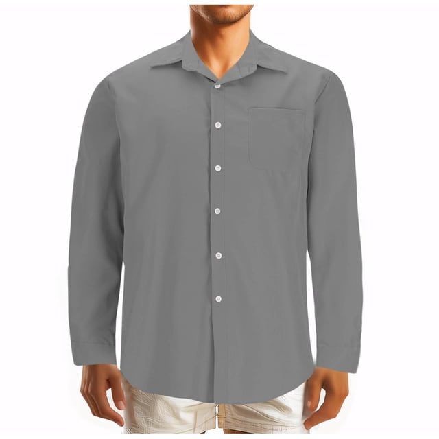 Birdeem Chemise Décontractée Mode Homme Couleur Unie Boutons Poches Manches Longues Col Rabattu
