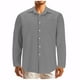 thumbnail image 1 of pstuiky camisas de manga larga para hombre, Blusa informal de manga larga con cuello vuelto, botones y bolsillos de color liso para hombre camisetas de hombre m, 1 of 5