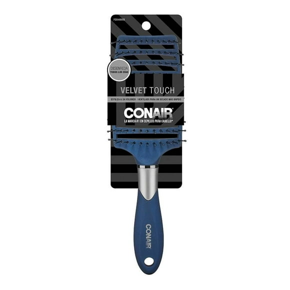 Cepillo para cabello Conair Velvet Touch tamaño regular base ventilada azul