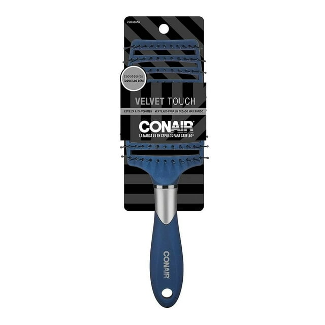 Cepillo para cabello Conair Velvet Touch tamaño regular base ventilada azul
