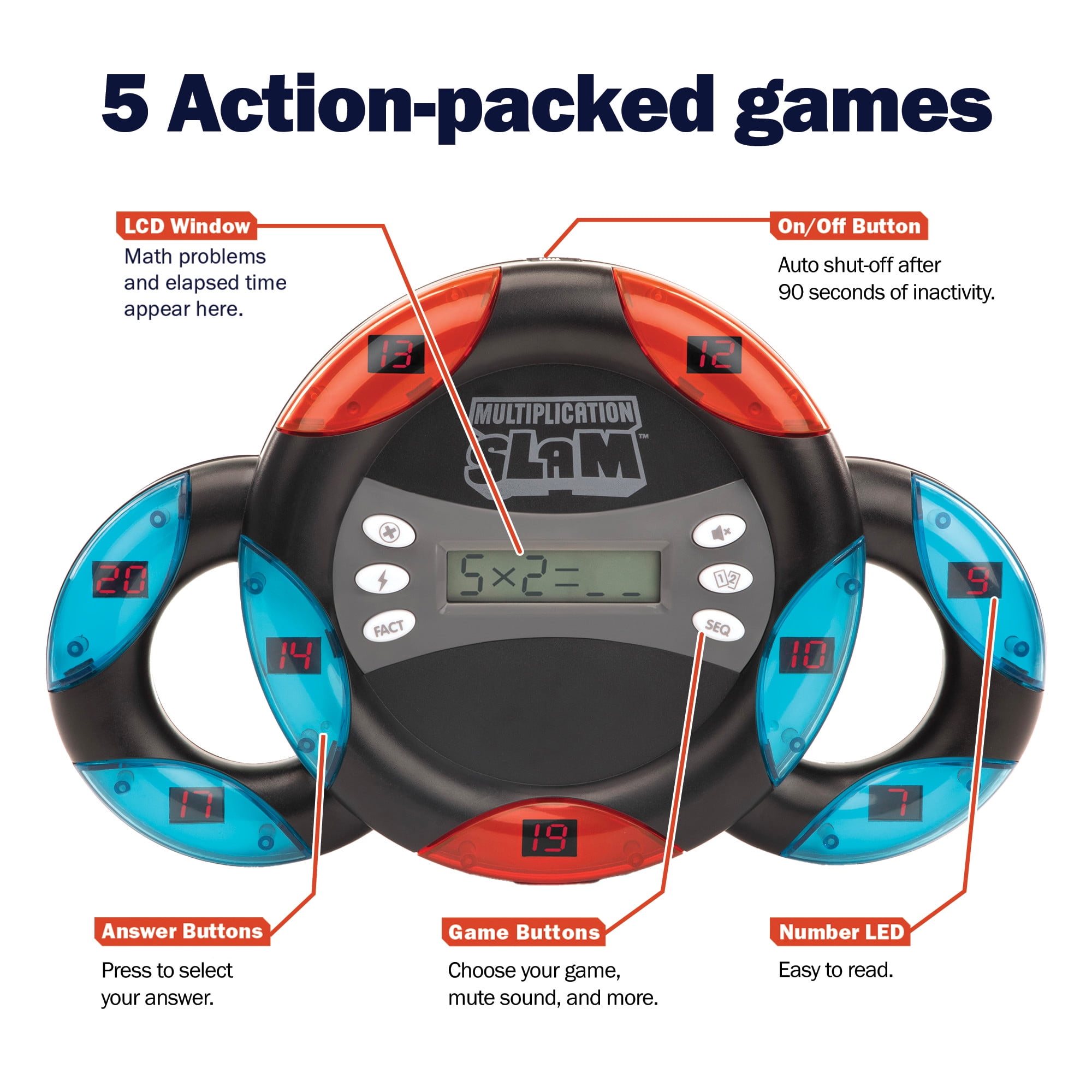 Educational Insights Multiplication Slam, Handheld Electronic Math Game, 3rd Grade Math Toys, Ages 8 years and up