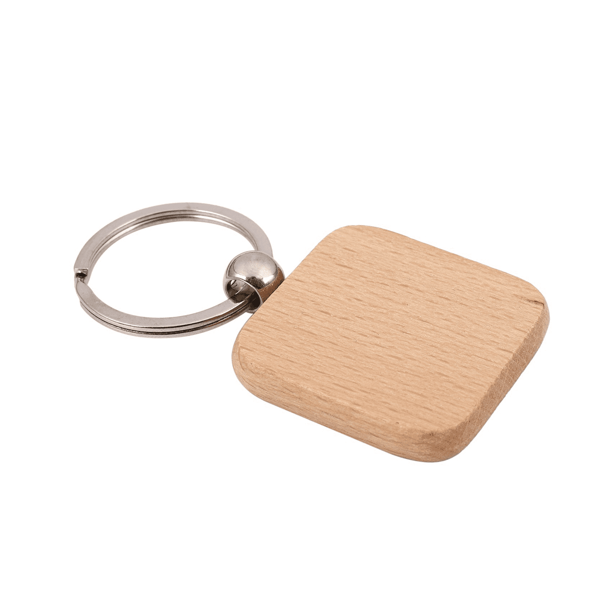 180Pcs Blank Square Wooden Keychain DIY Key Tag Gift