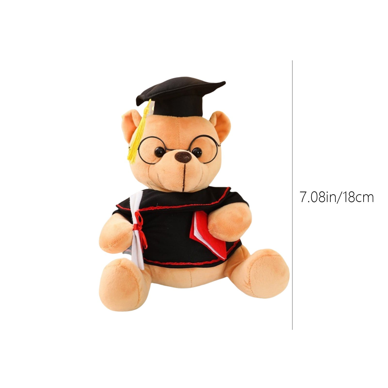 HCBY 1 Pack Graduation Plush Bear, 7 Inch Doctor Bear with Mini Cap Gown Glasses Scroll, Soft Cloth Doll for Graduation Season, Perfect Gift for Graduate Students Mentor