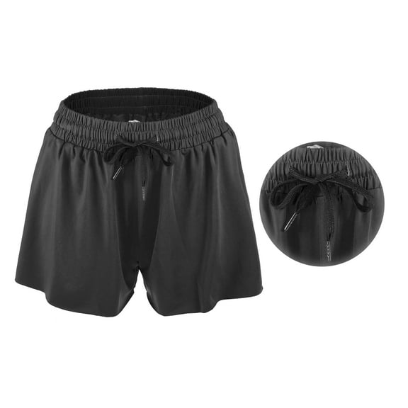 Vocoste 1Pc Women Flowy Running Shorts Casual High Waisted Workout Shorts Black Size XL