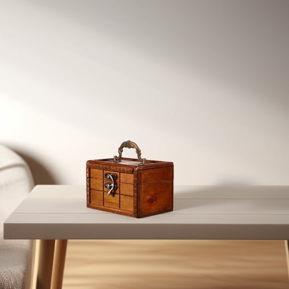 BESTYASH 1Pack Decorative Wooden Box Vintage Light Brown Trinkets Holder Jewelry Organizer Travel