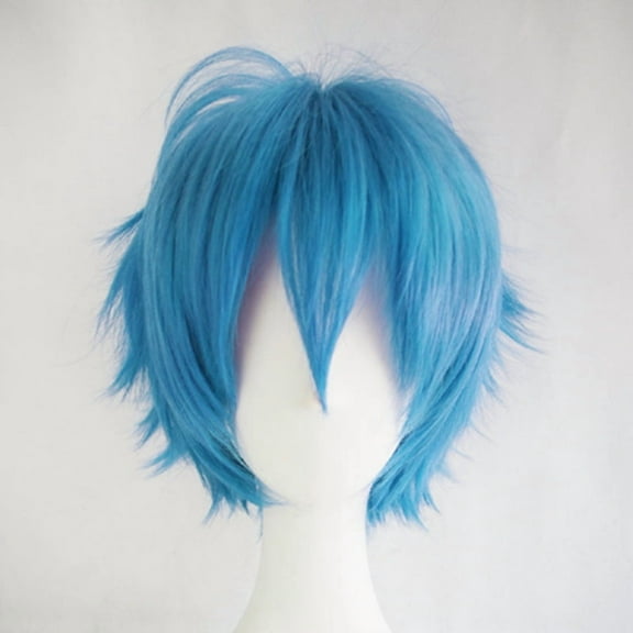 Namzi Anime Wig, Cosplay Wig, Short Wig with Spiky Bangs, 1 Piece High-Temperature Silk Wig, Stylish for Daily Costume Looks,Blue