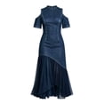 thumbnail image 4 of Ayolanni Crew Neck Dresses for Women 2026 Short Sleeve Elegant Solid Maxi Cocktail Dress Bodycon Tulle French Wedding Guest Party Sundress with Flared Hem Blue XXL, 4 of 8
