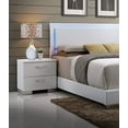 thumbnail image 2 of Contemporary High Gloss White Finish Bedroom Furniture 4pc Set King Bed LED Headboard Dresser Mirror Nightstand, 2 of 7