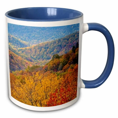 3drose, Autumn, Blue Ridge Mountains, North Carolina - Us35 Cha0171 - Chuck Haney, 11oz Two-tone Blue Mug