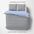 thumbnail image 2 of 3 Piece Reversible Duvet Cover Set, 400 Thread Count Quilt Comforter Case, Extra Soft and Luxury, Easy Care, Cal King Size - Light Gray & Light Blue Solid., 2 of 4
