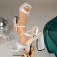 thumbnail image 5 of SACFOF Platform Sandals Women High Heels Fish Mouth Open Toe Platform Heels Chunky Heel Ankle Strap Wedding Party Dress Shoes, 5 of 6