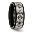 thumbnail image 4 of Stainless Steel Brushed/Polished Black IP Laser Etched Crosses 8mm Band, 4 of 7