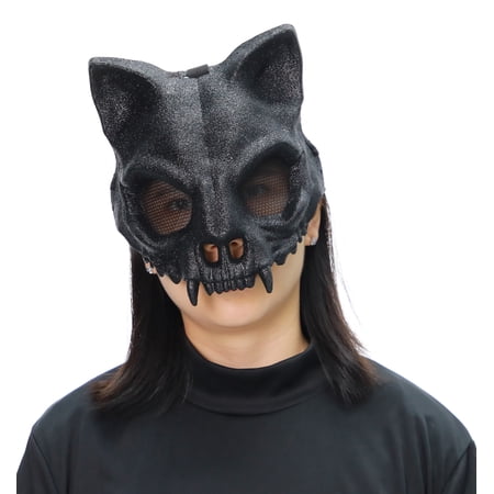 Skeleton Glitter Cat Halloween Mask for Adults, Unisex, by Way to Celebrate