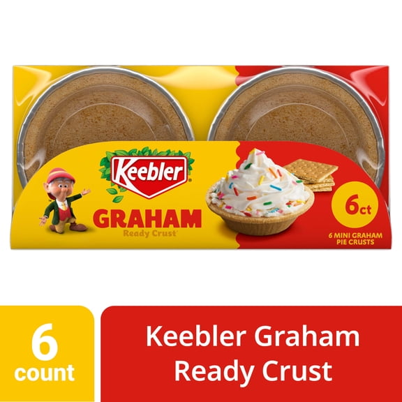 Keebler Ready Crust Mini Graham Cracker Pie Crusts, Premade Pie Crusts For Baking And No-Bake, 6 ct, 4 oz