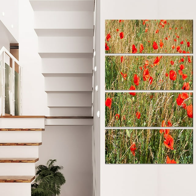 Red Poppy Field with Full of Flowers - Large Flower Canvas Art Print