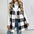 thumbnail image 6 of UDAUDU Womens Fleece Vests Fall Winter Fuzzy Button Down Hooded Plaid Vest | Fluffy Cute Plaid Checkered Vests Long Vests Holiday Sherpa Sleeveless Jacket Fall Clothes for Women XL, 6 of 8