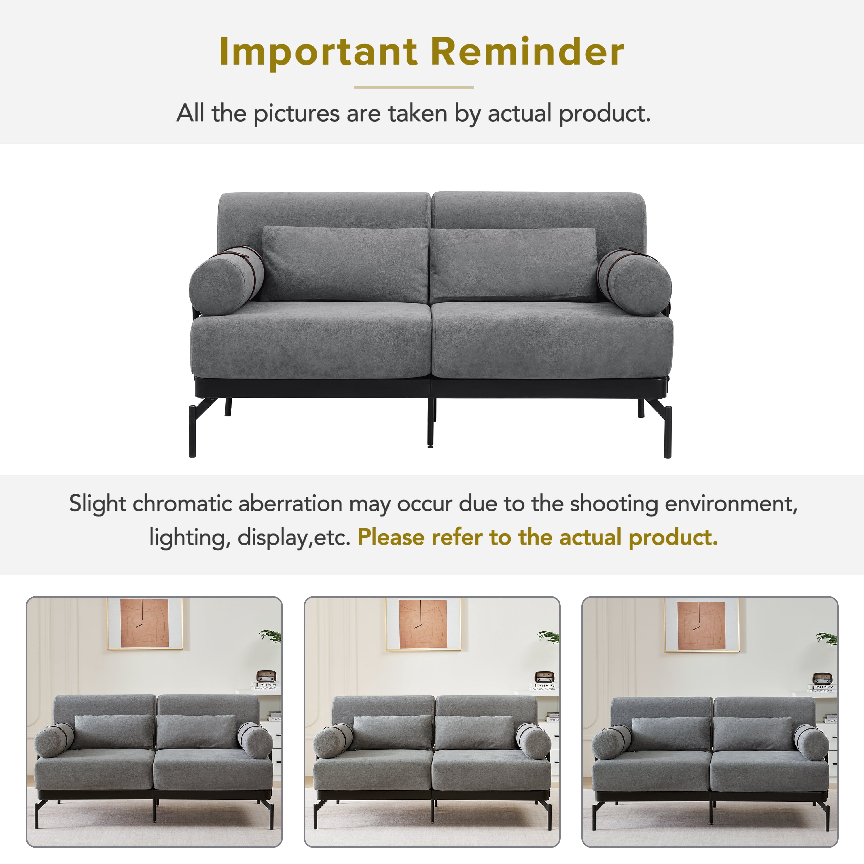 Euroco Modern Loveseat Sofa with Cylindrical Armrests, USB Charging Ports, Thick Cushions, Steel Frame & High Legs – 59" Wide, Chenille Upholstery, Easy Assembly