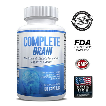 CompleteBrain Nootropics - Achieve Mental Dominance - Improves Memory, Mood, Focus, Clarity and Creativity - Month