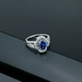 thumbnail image 4 of Gem Stone King 1.97 Ct Oval Blue Created Sapphire 925 Sterling Silver Art-Deco Ring (Size 8), 4 of 4