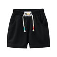 thumbnail image 2 of Tdoqot Boys Athletic Shorts With Pockets- Casual Cotton Elastic Waist Summer Drawstring Active Shorts Black Size 2-14 T, 2 of 6