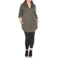 thumbnail image 2 of White Mark Women's Plus Size Super Stretch Button-Front Tunic Top, 2 of 4