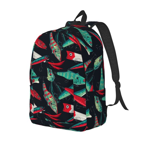 Balery Fishing Lure Mochila Clásica Impresa Básica para Viaje, Mochila Escolar Resistente al Agua, Mochila de Lona con Correas Ajustables-Small