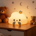thumbnail image 6 of Cute Cloud Shaped Rechargeable Silicone Night Light, Soft Warm & RGB Color Changing Lamp, Portable Dimmable LED Bedside Lamp for Bedroom Dorm Office Home Decor Holiday Gift, 6 of 7